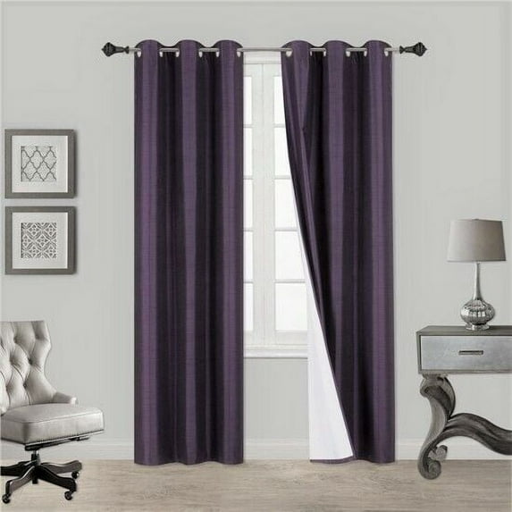 2 PANELS SILK BLACKOUT THERMAL GROMMET FOAM LINED WINDOW CURTAIN DRAPE NOA