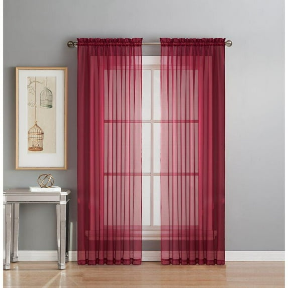 2 PANELS VOILE SHEER FABRIC WINDOW CURTAIN DRAPE ROD POCKET 110" WIDE X 63", 84"