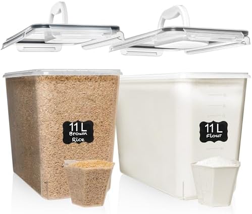 2 PC (11L | 372 oz) Flour Sugar Storage Containers with Easy Carry ...