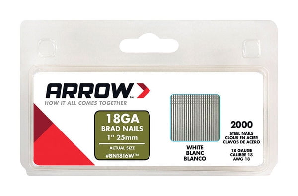 Arrow BN18 18 Ga. X 1 in. L Galvanized Steel Brad Nails 2000 pk 0.95 lb Arrow BN18 18 Ga. X 1 in. L Galvanized Steel Brad Nails 2000 pk 0.95 lb