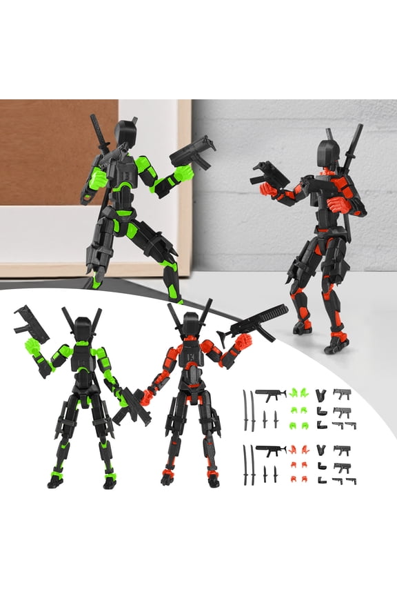 2 PC Assembled Titan T-13 Action Figures Set Dummy 13 Action Figures 3D Printed Multi-Jointed Movable Valentines Gifts for Him 5.3"