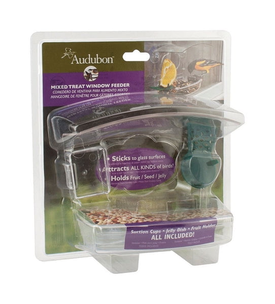 2 PC Audubon Wild Bird 1 lb Plastic Window Mount Bird Feeder 2 ports