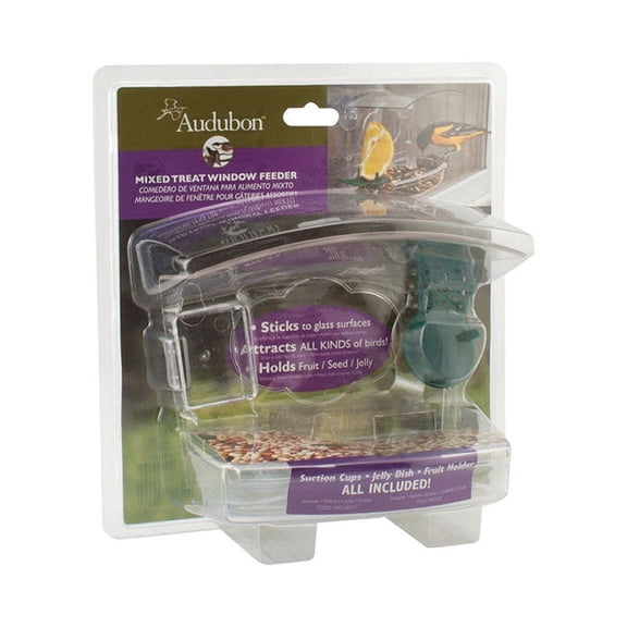 2 PC Audubon Wild Bird 1 lb Plastic Window Mount Bird Feeder 2 ports