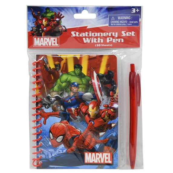 2 PC Avengers Spiral Notebook with Pen in Poly Bag with Header 50 Sheets