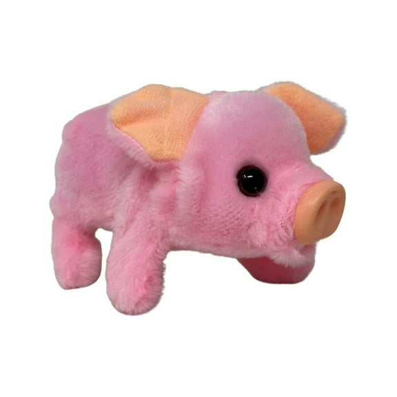 2 PC Battery Operated Walking & Tail Wagging Plush Pig- Colors May Vary