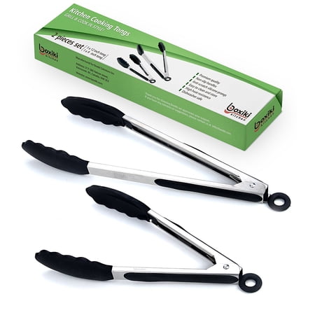 2 PC Boxiki Kitchen Utensils Tong Set BPA Free Stainless