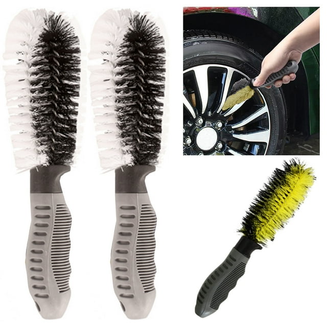 2 PC Car Wheel Tire Rim Scrub Brush Washing Cleaner Vehicle Cleaning