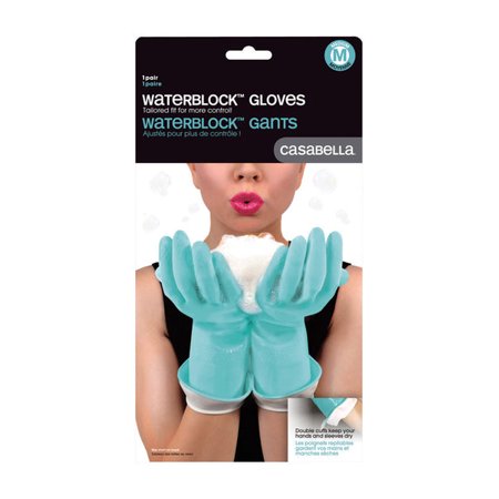 2 PC Casabella WaterBlock Unisex Indoor/Outdoor Cleaning Gloves Blue M 1 pair