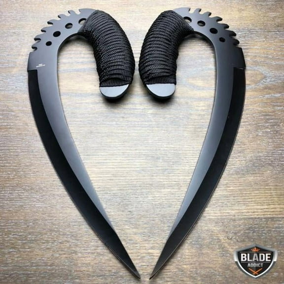 2 PC Chronicles Of Riddick Saber Fixed Blade Knife w/ Stand Display Collectible Cosplay