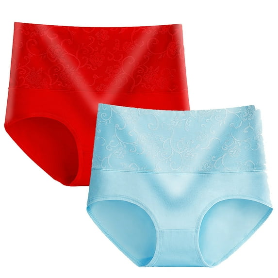 2 PC Cotton Panties for Women High Waist Tummy Control Underwear Shapewear Butt Lifting Brief Panties Comfy Breathable Brief