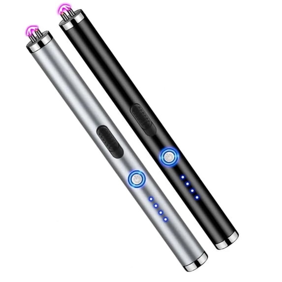 2 PC Electric Lighter,Windproof Straight Flame Lighter,Arc Lighter for Candle Cooking BBQ Fireworks,Rechargeable With Battery Display