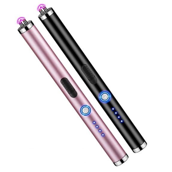 2 PC Electric Lighter,Windproof Straight Flame Lighter,Arc Lighter for Candle Cooking BBQ Fireworks,Rechargeable With Battery Display