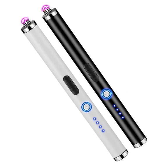 2 PC Electric Lighter,Windproof Straight Flame Lighter,Arc Lighter for Candle Cooking BBQ Fireworks,Rechargeable With Battery Display