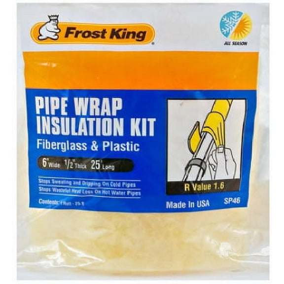 2 PC Frost King 6 in. W x 25 ft. L 1.6 Unfaced Fiberglass Pipe Insulation Wrap Roll 12.5 sq. ft.