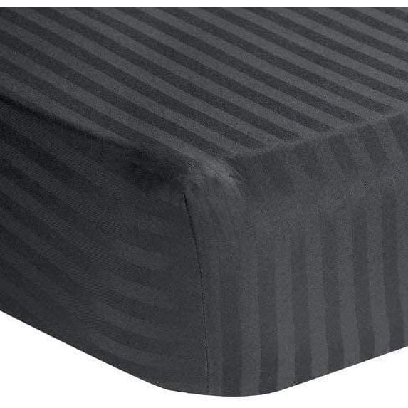 2 PC Hospital Sheet Set- 1 PC Hospital Fitted Sheet & 1 PC Pillow Cover, 300 TC, 12" Deep Pocket with Fully Elastic Sheet, 100% Cotton-Dark Gray Stripe-Full-XXL Size (54"x 84")