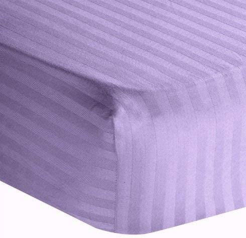 Parure De Lit Queen 100% Coton égyptien 1500 Fils, Rayures Lavande, 4 Pièces