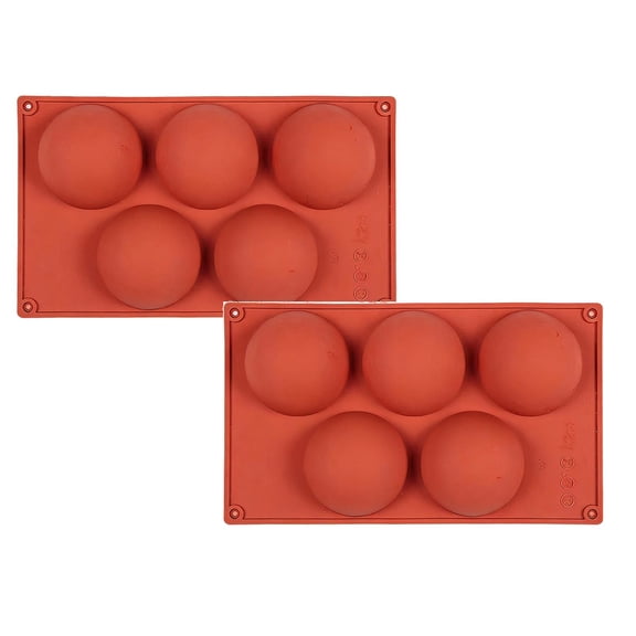 2 PC Large Semi Circular Cake Mold with Holes – 5 Cavity Large Semi Circular Cake Mold – Small Cavity Semi Sphere Silicone Non Stick for Jelly & Cake Miyuadkai