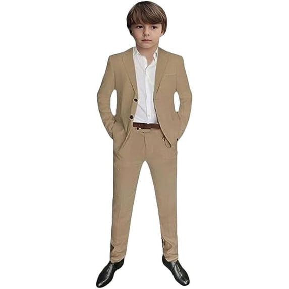 2 PC Linen Boys Tuxedos Suit for Wedding Two Buttons Jacket Pants Set Boys Formal Suit Boys Party Suit