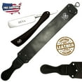 thumbnail image 1 of 2 PC Men's Shave Ready Wood Handle Straight Razor + 26.3/4" Leather Strop Belt, 1 of 2