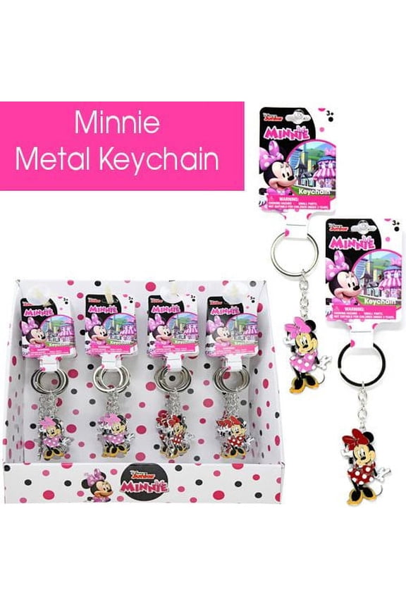 2 PC Minnie Figural Metal Keychain on Header Card in Display