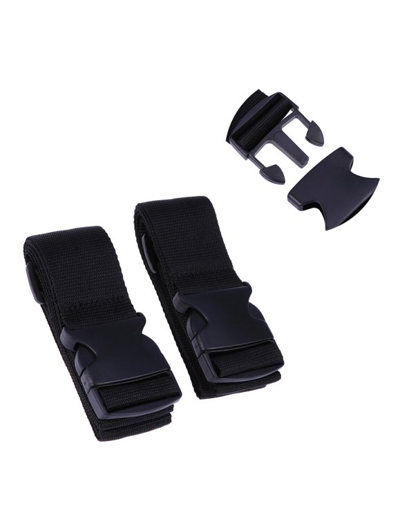 Luggage Strap Utility Black Anti-Slip Surface Adjustable Length 2Pcs