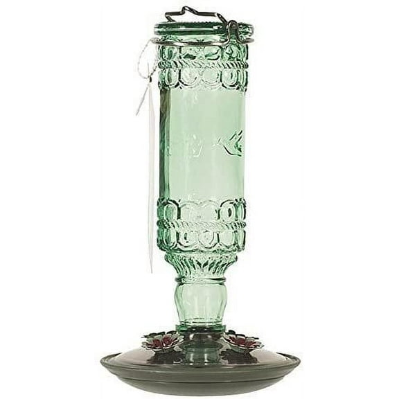 Perky-Pet 8108-2 Green Antique Bottle 10-Ounce Glass Hummingbird Feeder 2-Pack