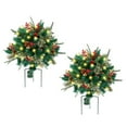 thumbnail image 1 of 2 PC Pre-lit Artificial Christmas Tree Urn Filler, Christmas Pot Fillers Outdoor Front Porch with Tripod Stake Lighted Artificial Flocked Xmas Tree with Pinecones and Berries for Porch Decorations, 1 of 12
