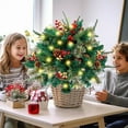 thumbnail image 1 of 2 PC Pre-lit Artificial Christmas Tree Urn Filler, Christmas Tree Feel Real Urn Filler with Lights & Tripod Stake, Holiday Planters for Entryways and Porch Outdoor Holiday Decorations, 1 of 11
