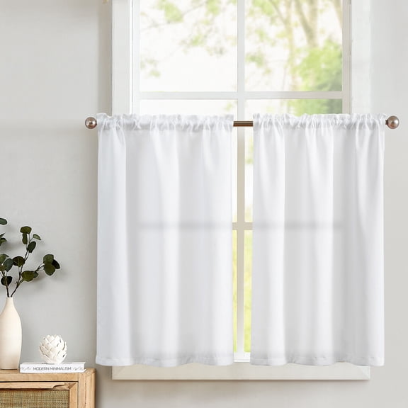 2 PC Privacy Blackout Cafe Tiers Curtains Short Curtain Panels Rod Pocket