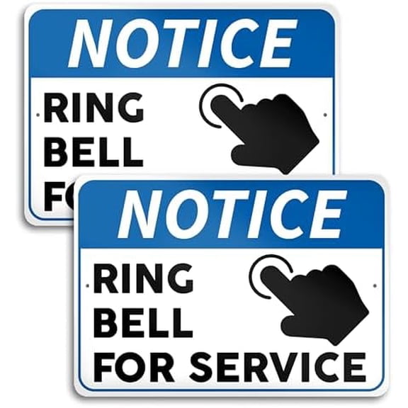 2 PC Ring Bell for Service Signs, 7x10 Aluminum Please Ring Bell for Assistance Sign, Weatherproof, Easy to Install$$Safety & Emergency