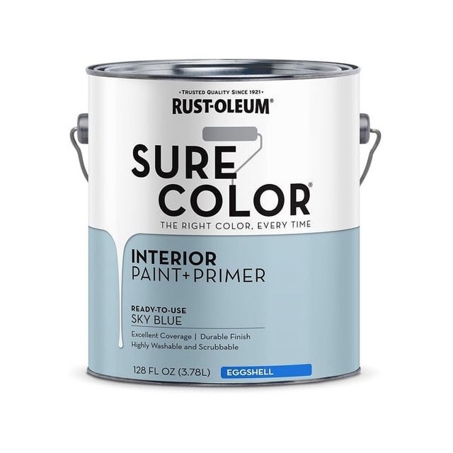 2 PC,RustOleum 380225 Sure Color Series Interior Paint + Primer, Sky