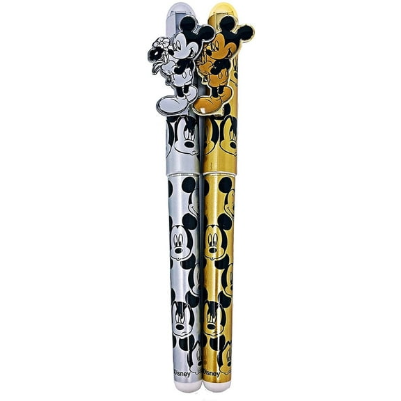 2 PC SET: Disney Mickey Mouse Ball Point Pens Silver and Gold