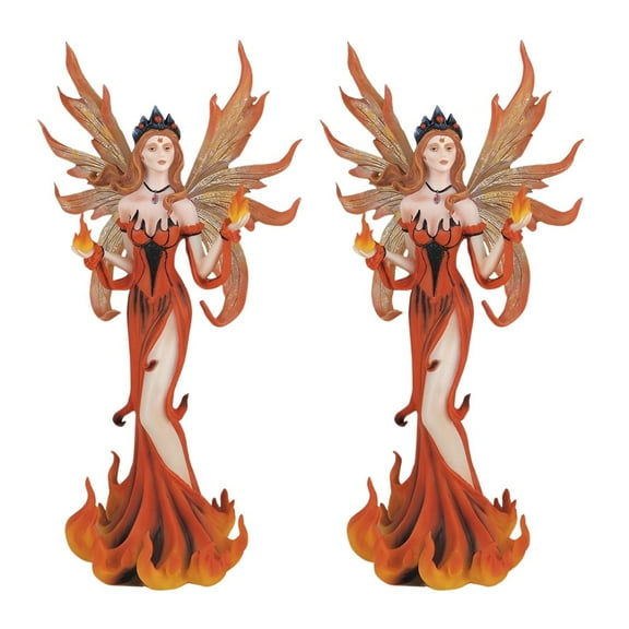"2-PC Set" ICE ARMOR 11"H Fire Fairy in Red Figurine Figurine Statue Ornament Home/Room Decor and Perfect Gift Ideas for House Warming, Holidays and Birthdays Great Collectible Addition