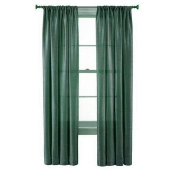 2-PC Set MR2 Hunter color Rod Pocket Faux Silk Window Curtain Treatment, Set of Two (2) Solid Semi Sheer Panels 55" W x 84" L (Each)