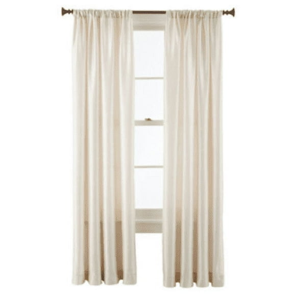 2-PC Set MR2 Ivory color Rod Pocket Faux Silk Window Curtain Treatment, Set of Two (2) Solid Semi Sheer Panels 55" W x 84" L (Each)