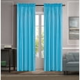 thumbnail image 1 of 2-PC Set MR2 Turquoise color Rod Pocket Faux Silk Window Curtain Treatment, Set of Two (2) Solid Semi Sheer Panels 55" W x 84" L (Each), 1 of 3
