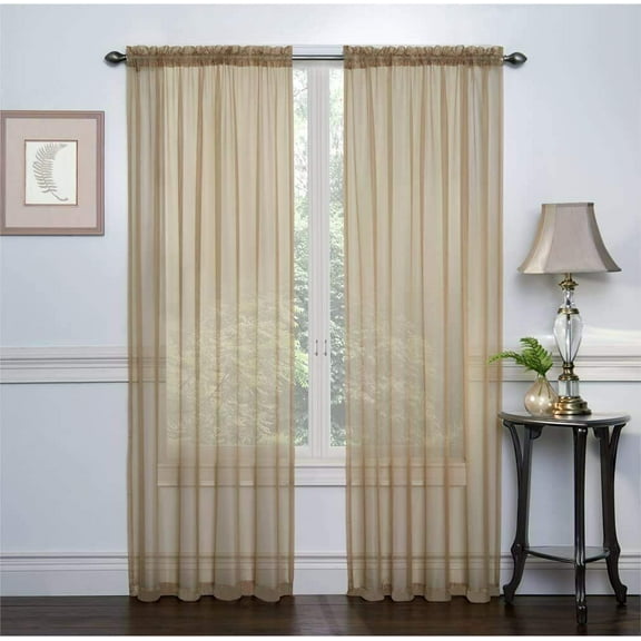 2 PC Sheer Voile Window Treatment Rod Pocket Curtain Panels 54" X 84" Long Each