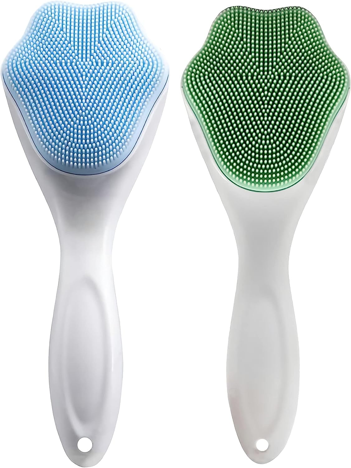 2 PC Silicone Facial Cleansing Brush Silicone Facial Scrubber Manual Exfoliating Facial Brush Face Cleanser Face Exfoliator Fine Bristles for Sensitive Skin Easy to Clean Lather Well