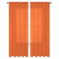 thumbnail image 1 of 2 PC Solid Rod Pocket Sheer Window Curtain Treatment Drape Voile Panels in Variety of Colors (55"X63", Orange), 1 of 2