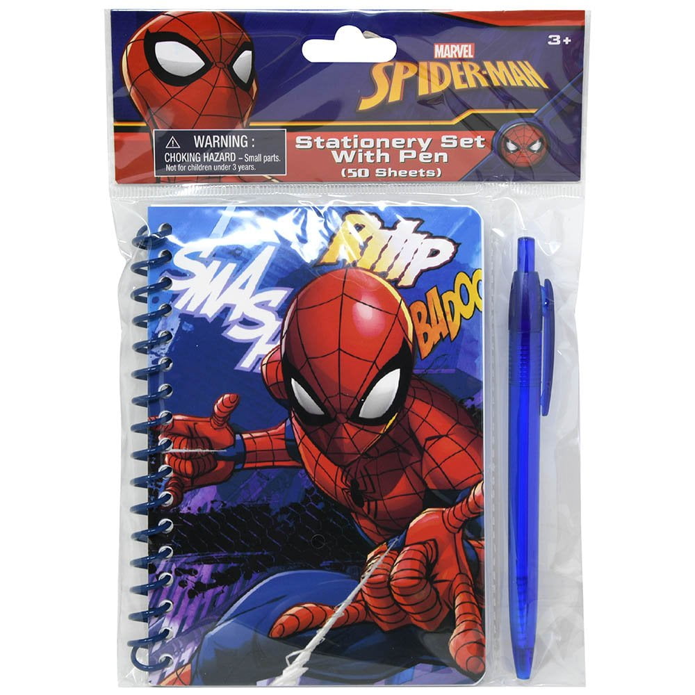 2 PC Spiderman Movie  Spiral Notebook with Pen in Poly Bag with Header 50  Sheets 