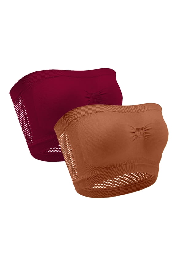 2 PC Strapless Bras for Women Non-Slip Stretch Bandeau Bra Seamless Wireless Strapless Bra Workout Tube Top Bra
