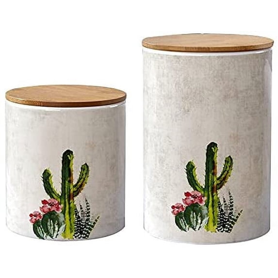 2-PC Succulent Design Canister Set