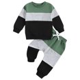 thumbnail image 1 of 2 PC Sweatshirts Set Toddler Boys Girls Cute Color Block Long Sleeve Shirts Tops & Elastic Sweatpants Bottom Kids Fall Fashion Suit with Pockets Relaxed Fit Comfortable, 1 of 6