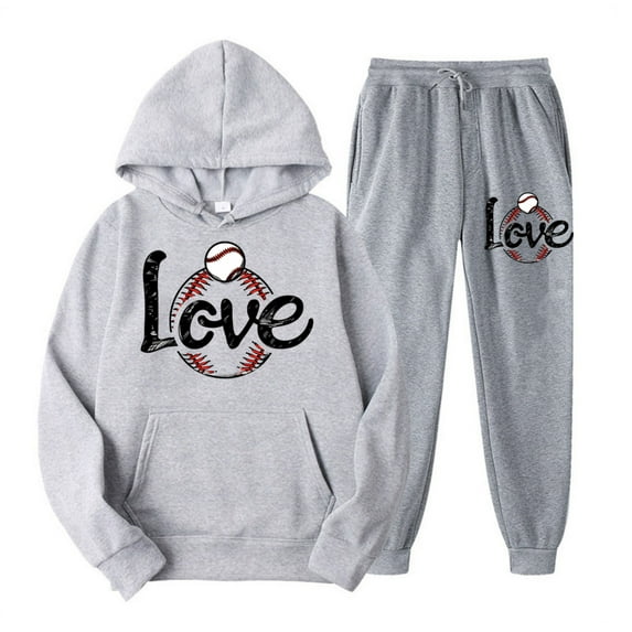 2 PC Sweatsuit Set for Women Plus Size Halloween Cute Graphic Hoodie Sweatshirt Matching Sweatpants Tracksuit Casual Set,Gray 2,L