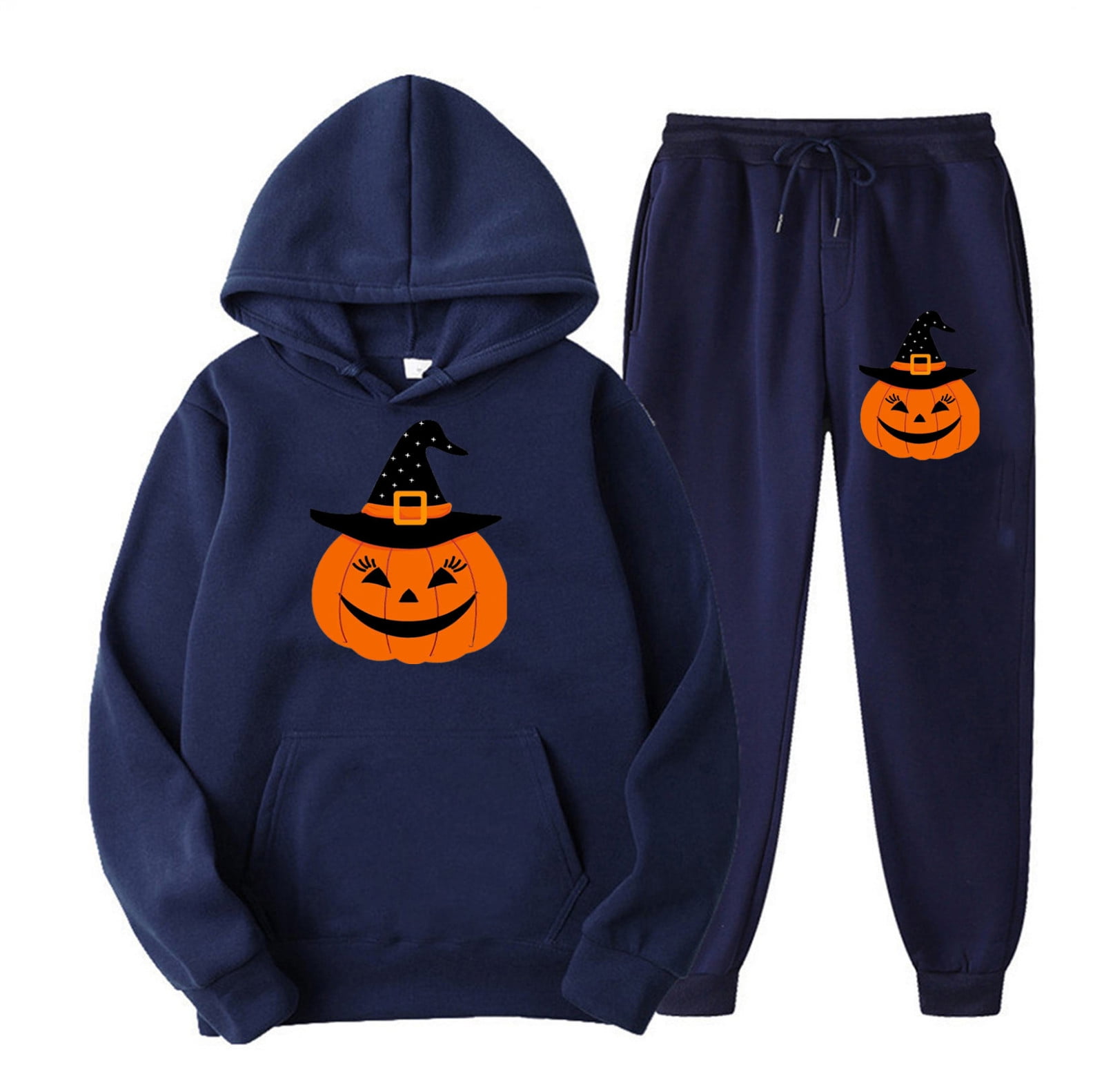 2 PC Sweatsuit Set for Women Plus Size Halloween Cute Graphic Hoodie