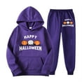 thumbnail image 1 of 2 PC Sweatsuit Set for Women Plus Size Halloween Cute Graphic Hoodie Sweatshirt Matching Sweatpants Tracksuit Casual Set,Purple 1,S, 1 of 3