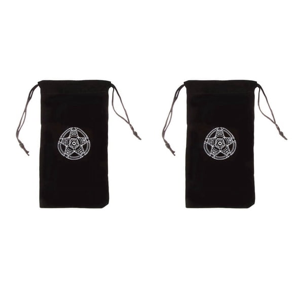 2 PC Tarot Storage Bags Altar Tarot Box Tarot Card Divination Bag Board Game Drawstring Package,2 x tarot card storage bag,Black