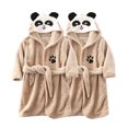 thumbnail image 1 of 2 PC Toddler Robe Boys Girls Hooded Flannel Bathrobe Long Sleeve Soft Fleece Plush Robes Cute Animal Pajamas Sleepwear, Khaki, 6 Years, 1 of 3
