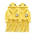thumbnail image 1 of 2 PC Toddler Robe Boys Girls Hooded Flannel Bathrobe Long Sleeve Soft Fleece Plush Robes Cute Animal Pajamas Sleepwear, Yellow, 3 Years, 1 of 3