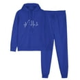thumbnail image 1 of 2 PC Tracksuit Set Men Women Casual Loose Long Sleeve Hoodie Sweatsuit Sets Print Pullover Sweatshirt Joggers Sweatpants Set,Blue 3,S, 1 of 5